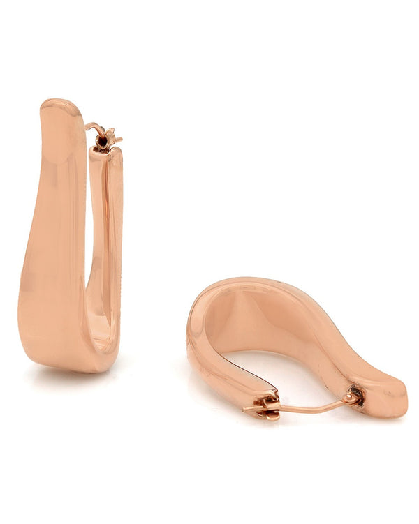 Elongated J Earrings in Rose Gold