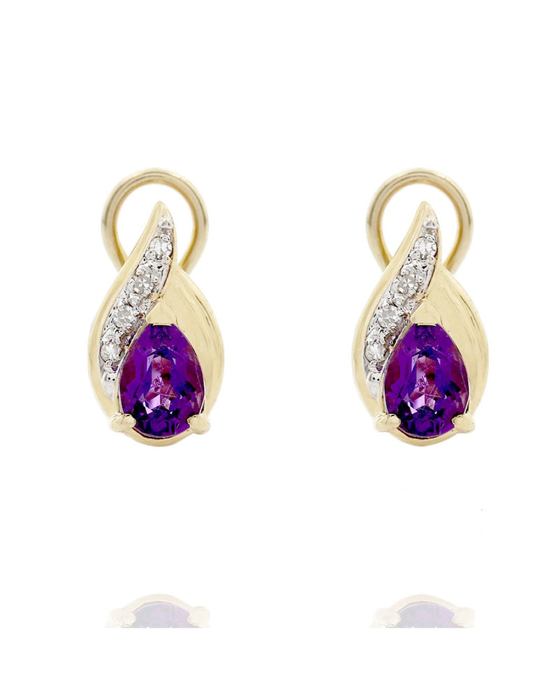 Pear Amethyst and Diamond Accent Earrings