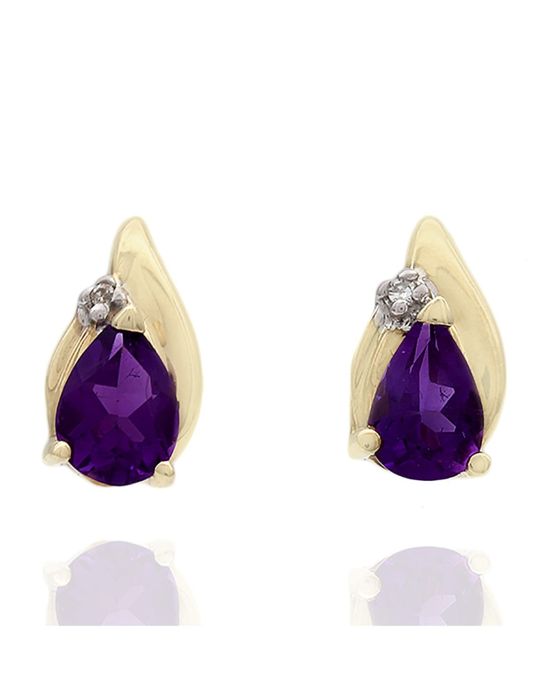 Amethyst and Diamond Stud Earrings