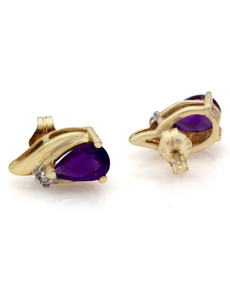 Amethyst and Diamond Stud Earrings