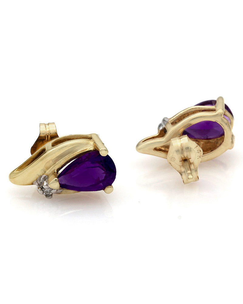 Amethyst and Diamond Stud Earrings