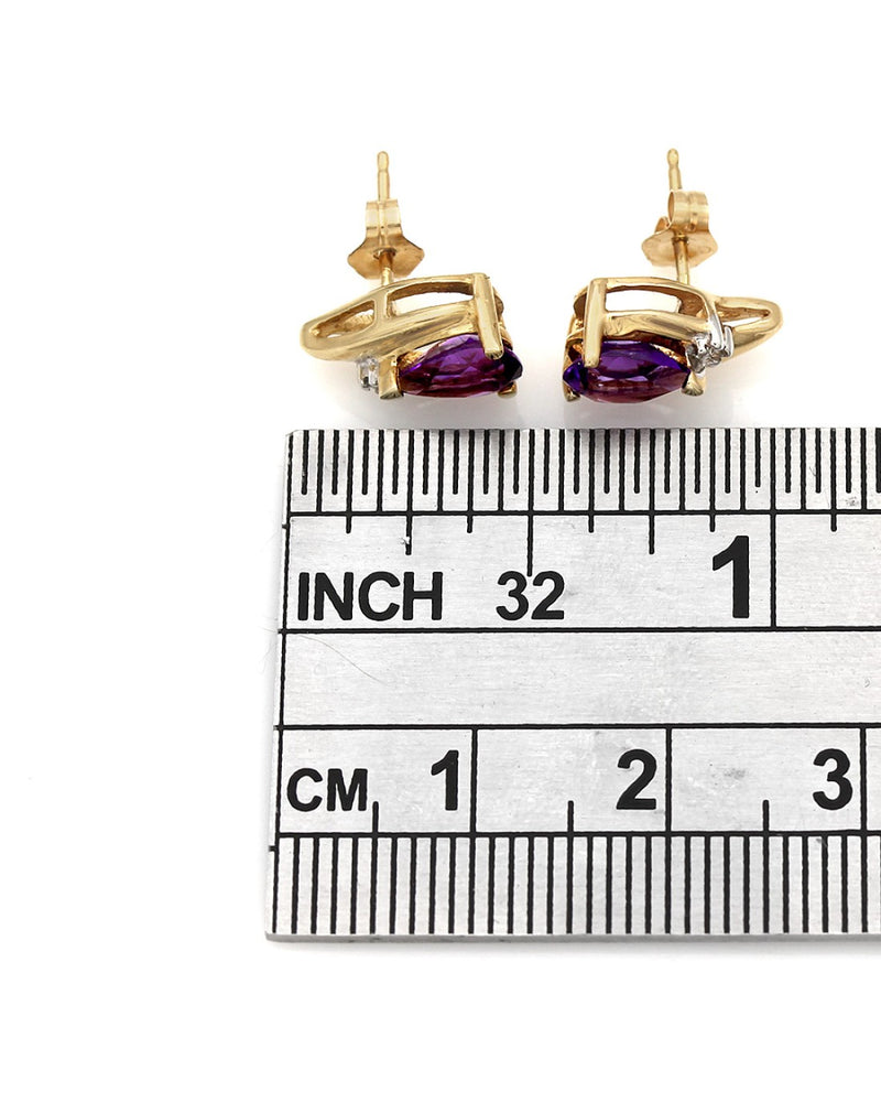 Amethyst and Diamond Stud Earrings