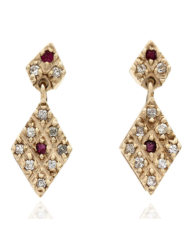 Diamond Shape Diamond and Ruby Drops