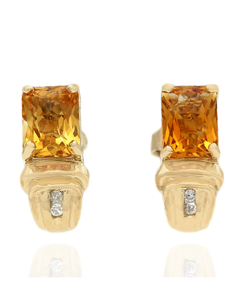 Citrine and Diamond Drop Earrings