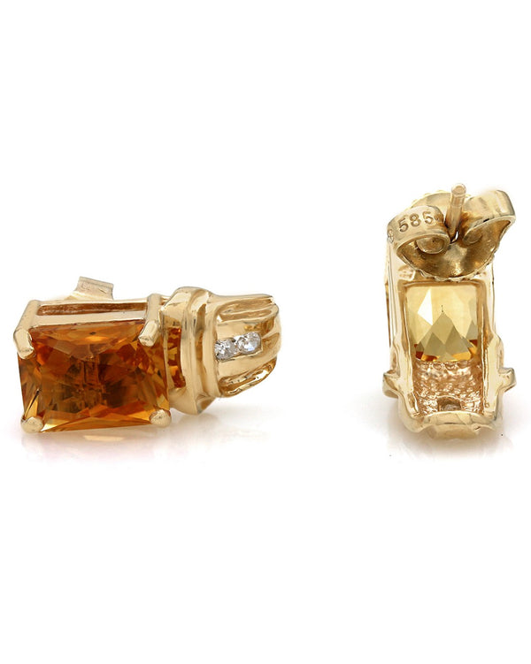 Citrine and Diamond Drop Earrings