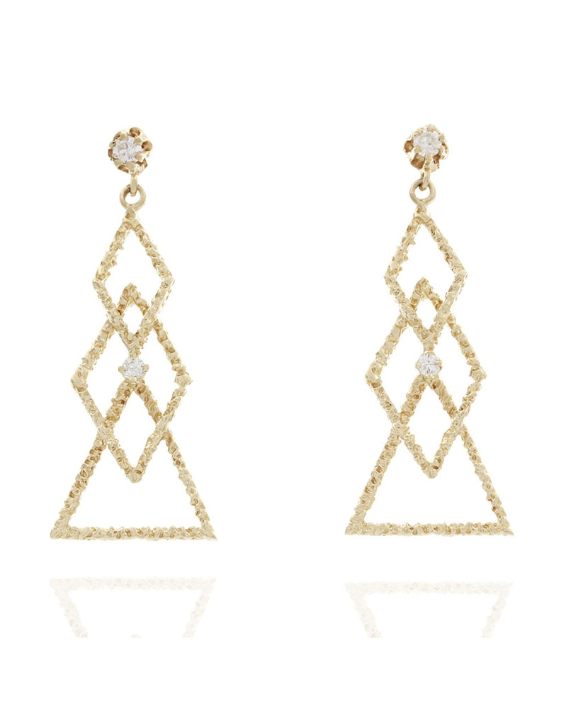 Triangle and Diamond Shape Dangle Earrings