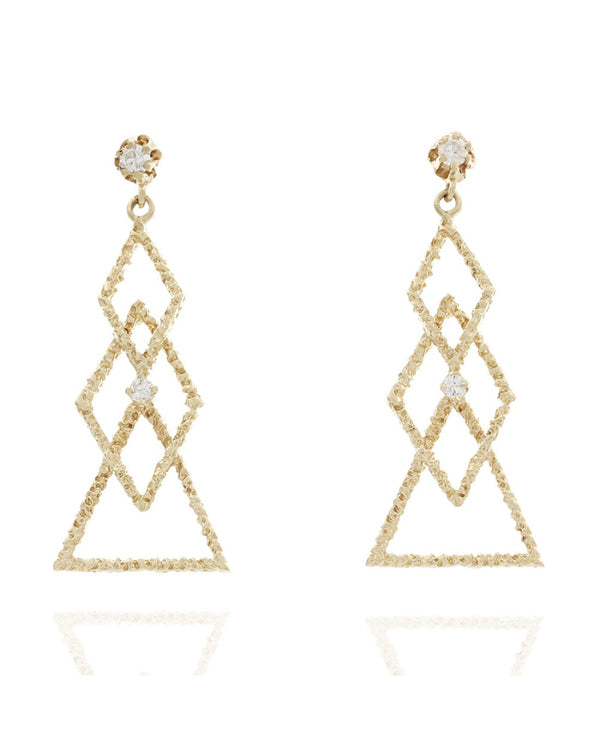 Triangle and Diamond Shape Dangle Earrings