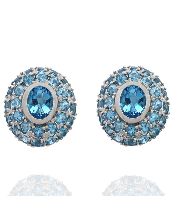 Blue Topaz Halo Earrings