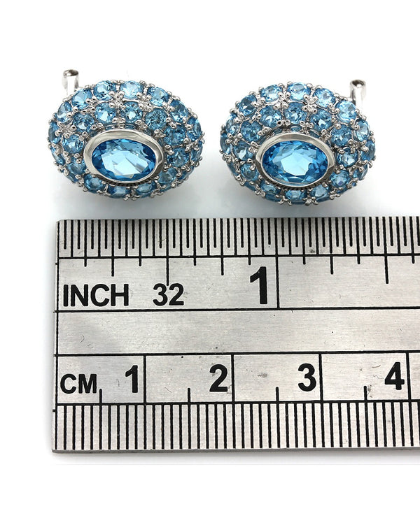 Blue Topaz Halo Earrings