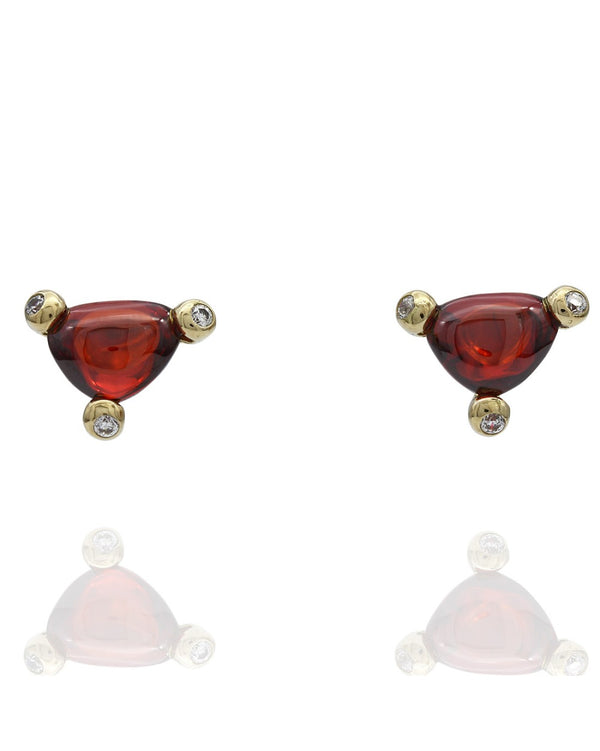 Garnet Cabochon Stud Earrings