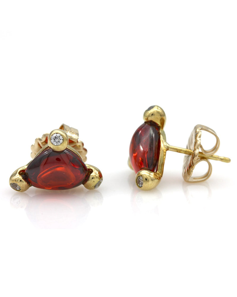 Garnet Cabochon Stud Earrings