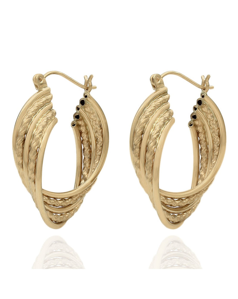 Twisted Rope Motif Earrings in Yellow Gold