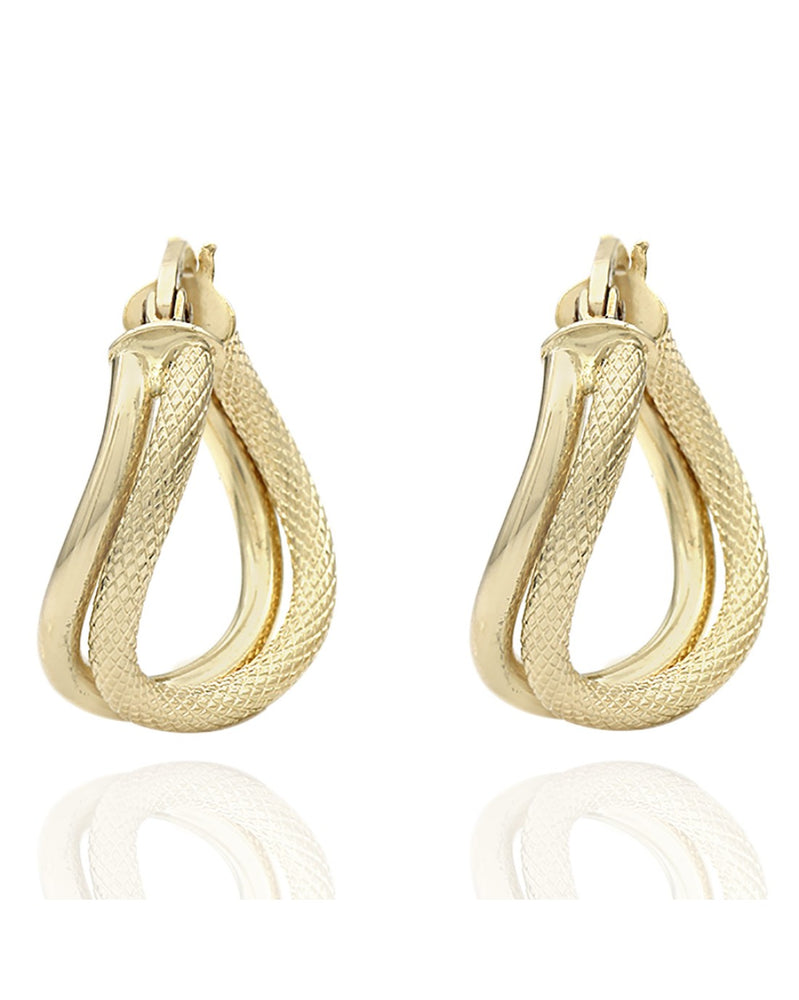 Wavy Double Hoop Earrings in Yellow Gold