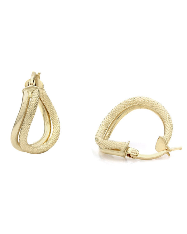 Wavy Double Hoop Earrings in Yellow Gold