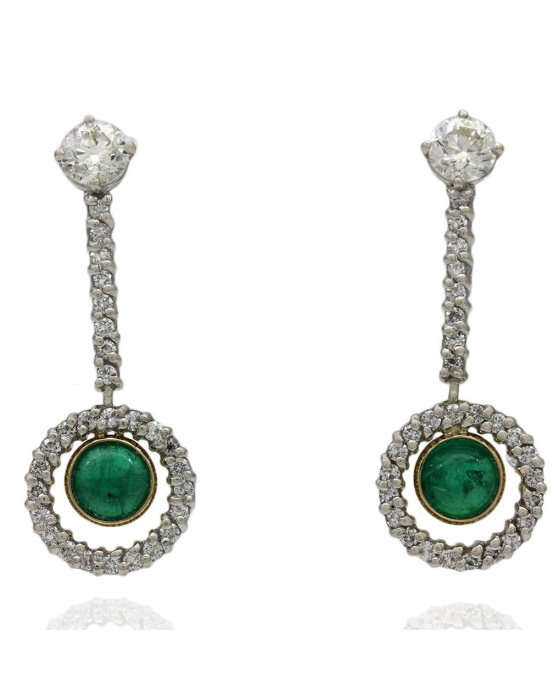 Columbian Emerald and Diamond Dangle Earrings