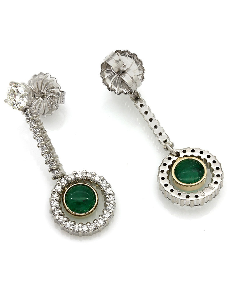 Columbian Emerald and Diamond Dangle Earrings