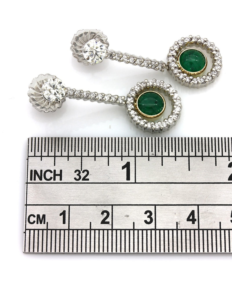 Columbian Emerald and Diamond Dangle Earrings