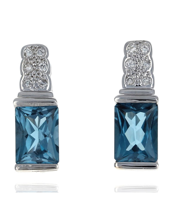 Blue Topaz and Diamond Earrings