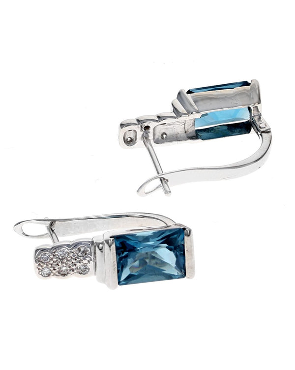 Blue Topaz and Diamond Earrings