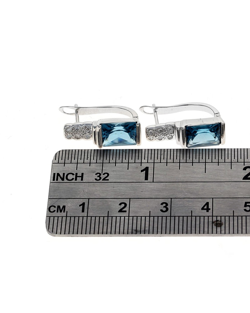 Blue Topaz and Diamond Earrings