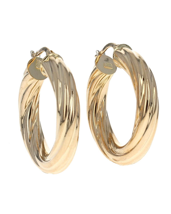 Twisted Hoop Earrings in Yellow Gold