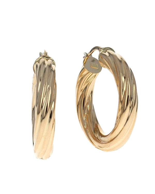 Twisted Hoop Earrings in Yellow Gold