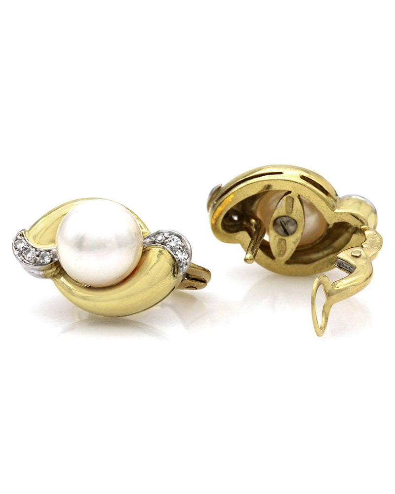 Pearl and Diamond Accent Bypass Earrings