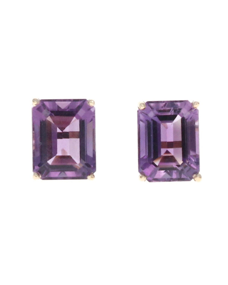 Emerald Cut Amethyst Stud Earrings