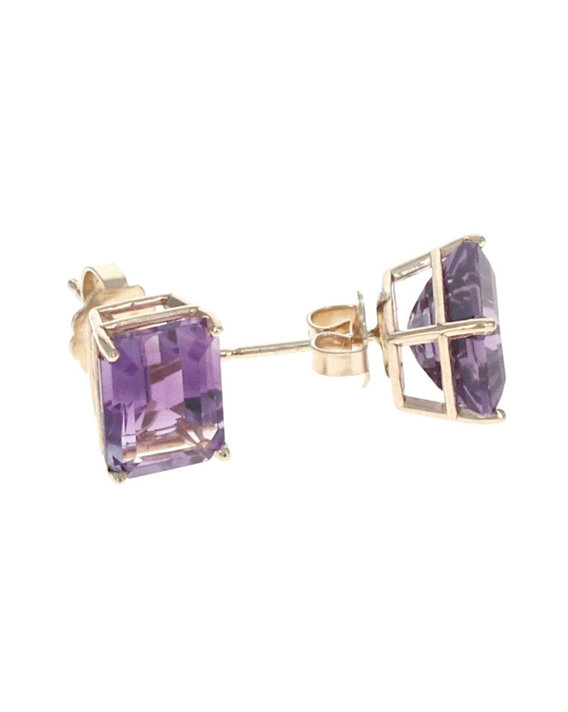 Emerald Cut Amethyst Stud Earrings