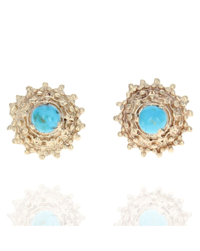 Turquoise Cabochon Burst Dome Stud Earrings