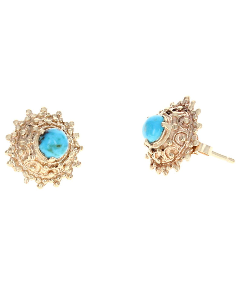 Turquoise Cabochon Burst Dome Stud Earrings