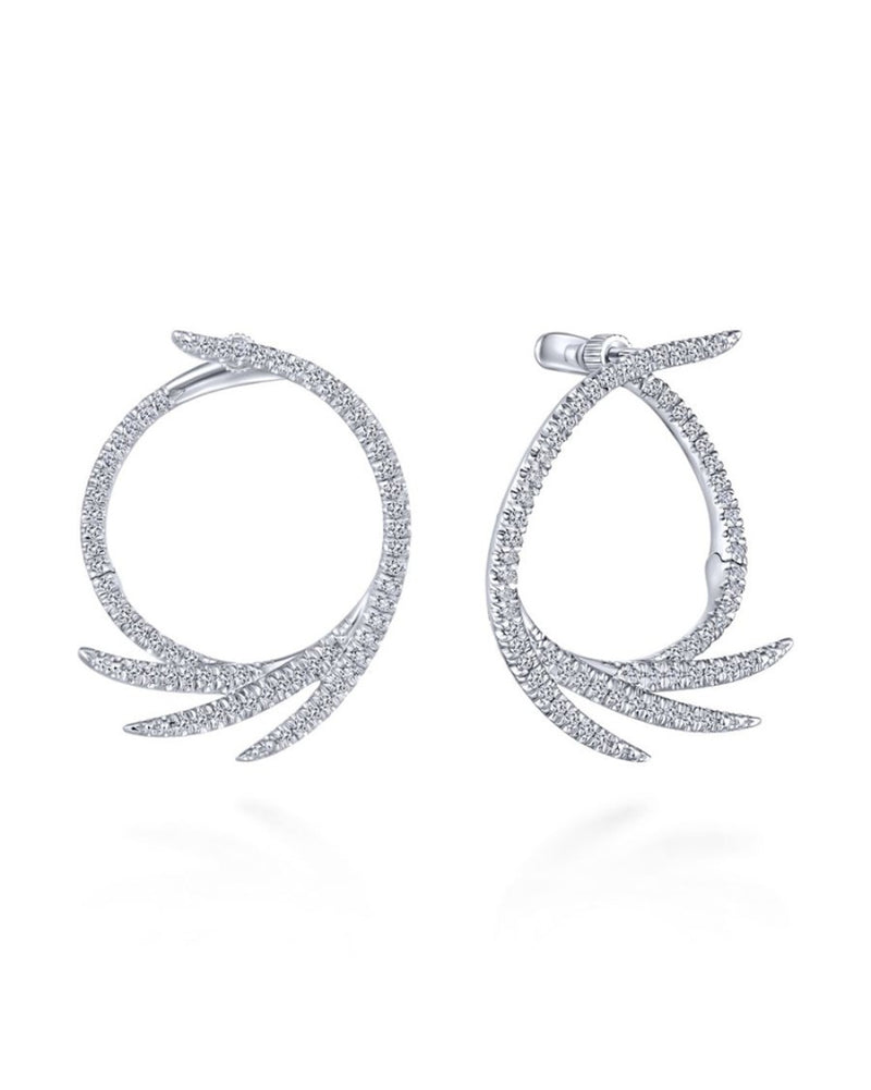 Gabriel & Co. Diamond Pave Fan Hoop Earrings