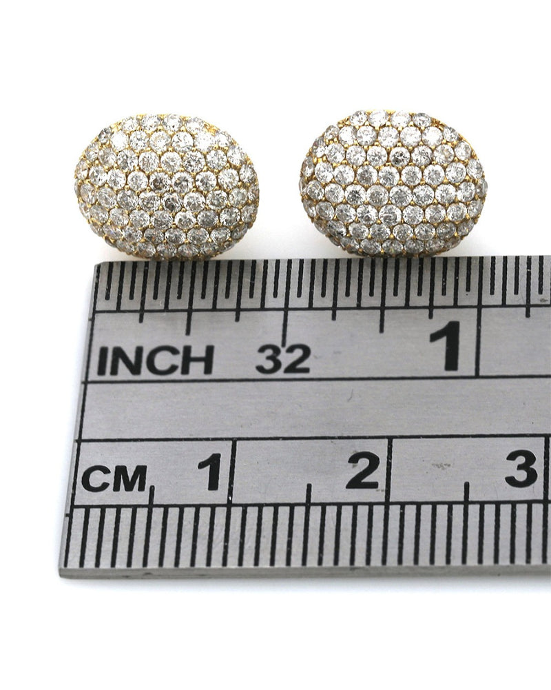 Diamond Pave Oval Earrings in Gold