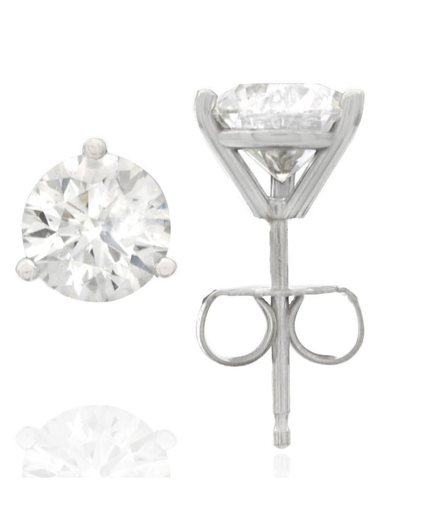 Round Brilliant Diamond Martini Studs in 14KW