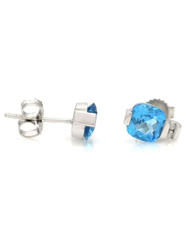 Blue Topaz and Diamond Accent Stud Earrings