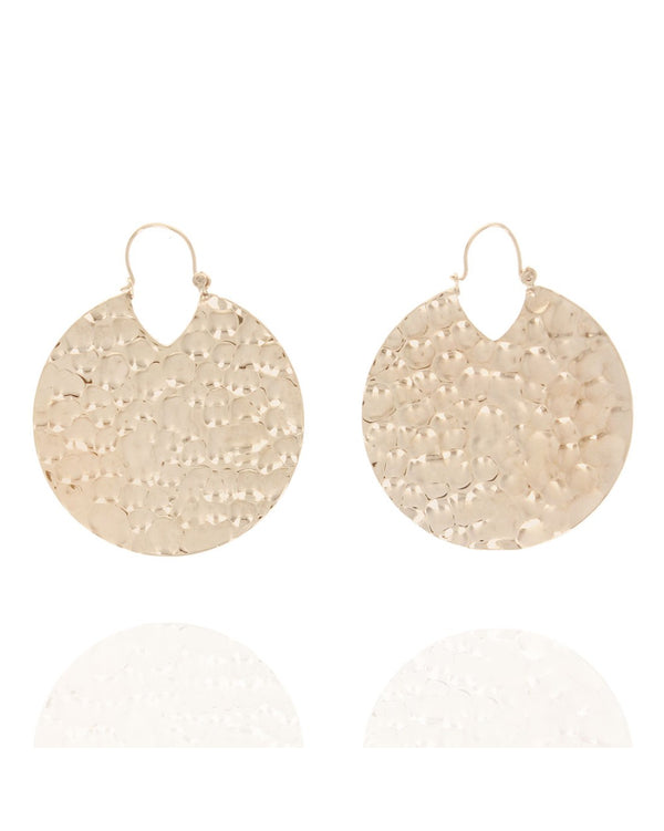 Dimpled Disc Earrings in Gold