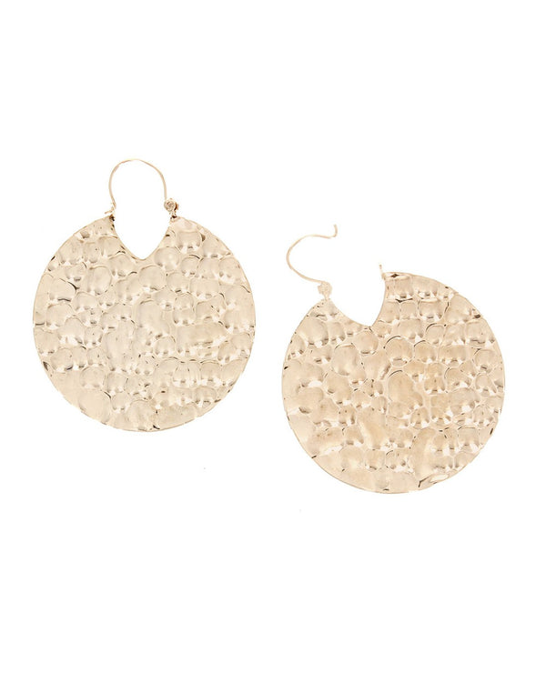 Dimpled Disc Earrings in Gold