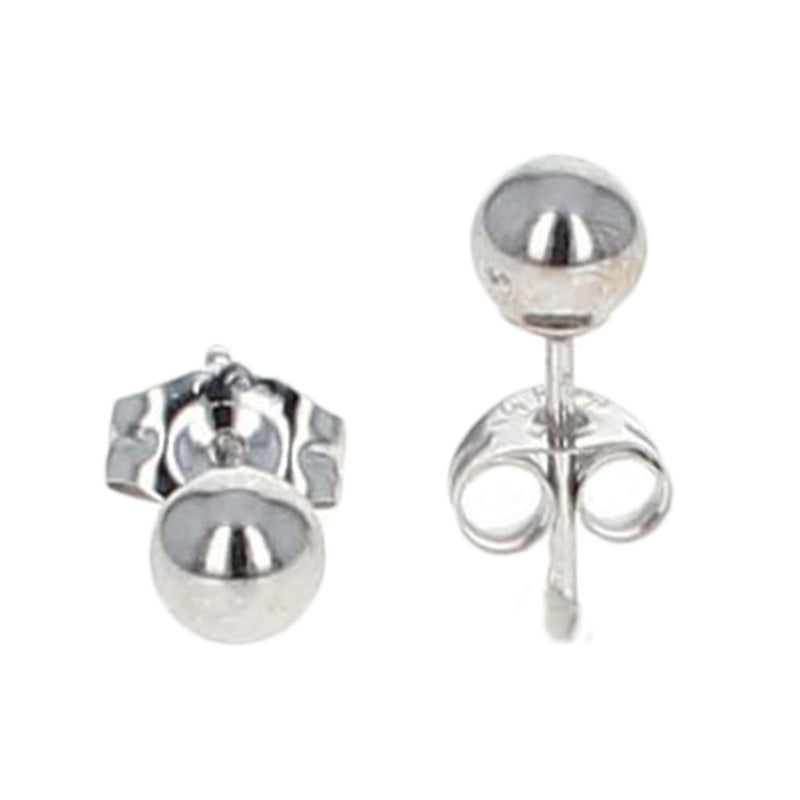 Ball Stud Earrings in White Gold