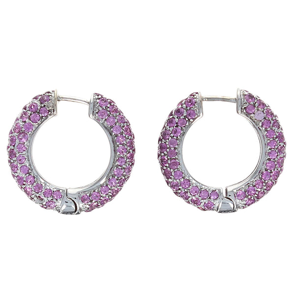 Le Vian Pink Tourmaline Huggie Earrings in White Gold