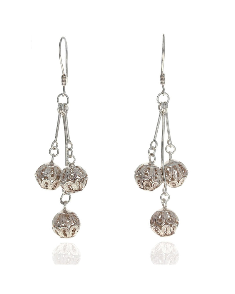 Cut Out Filigree Ball Dangle Earrings