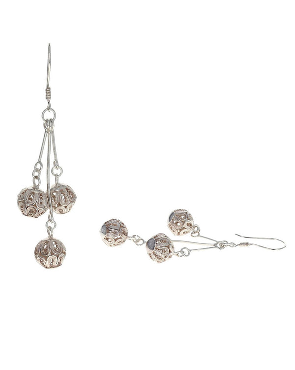 Cut Out Filigree Ball Dangle Earrings