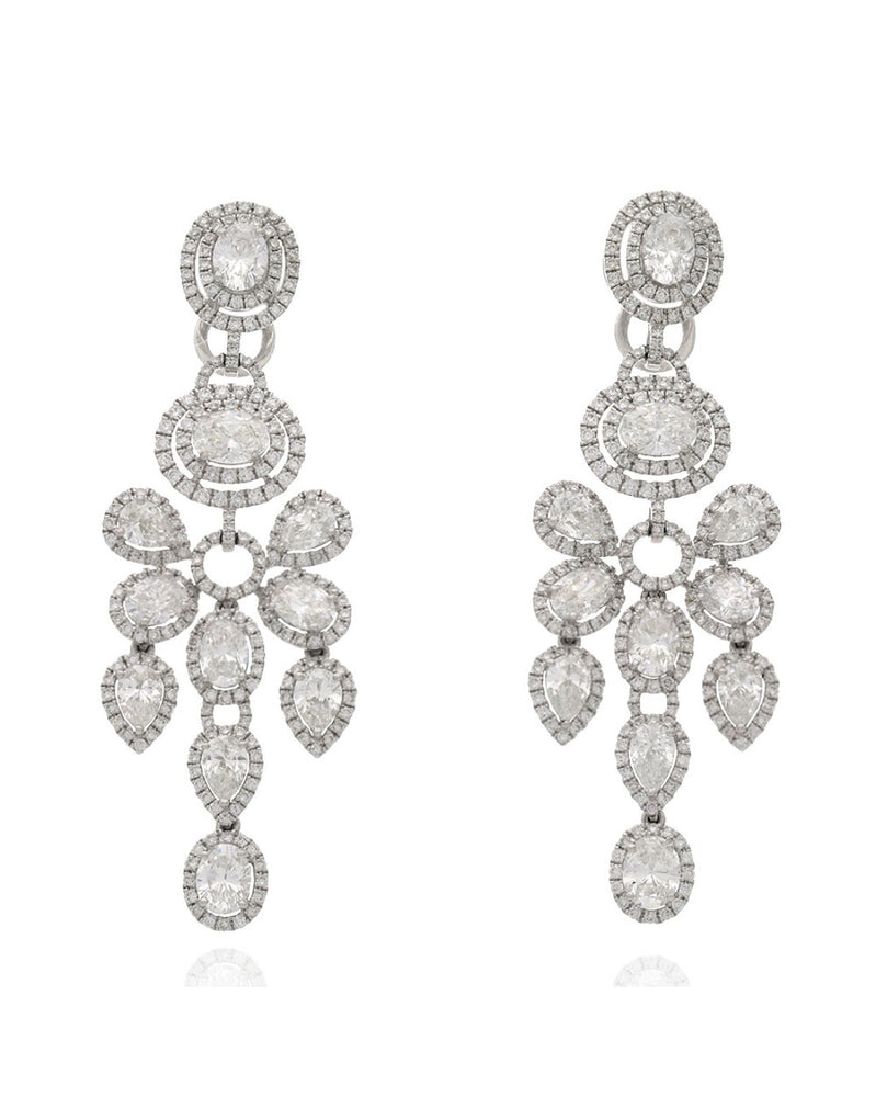 Mixed Cut Diamond Chandelier Earrings in Gold