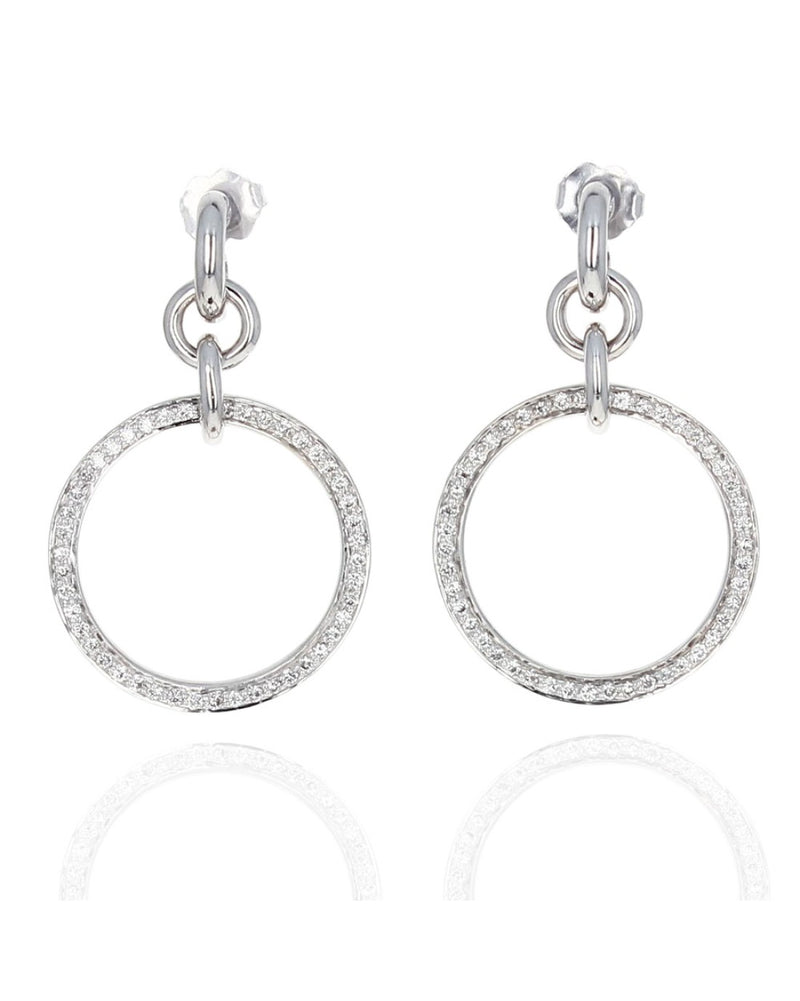 0.96ctw Diamond Drop Earrings in 18K White Gold