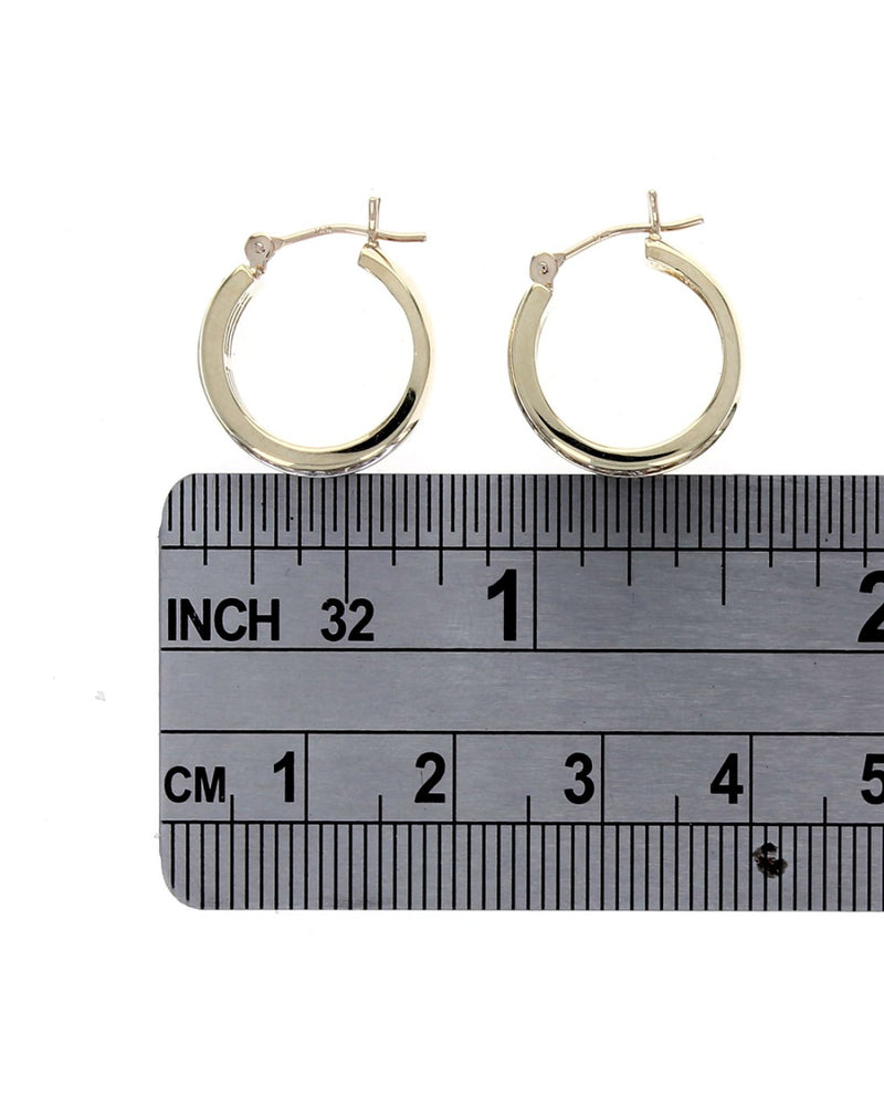 3 Row Diamond Hoop Earrings in Yellow Gold