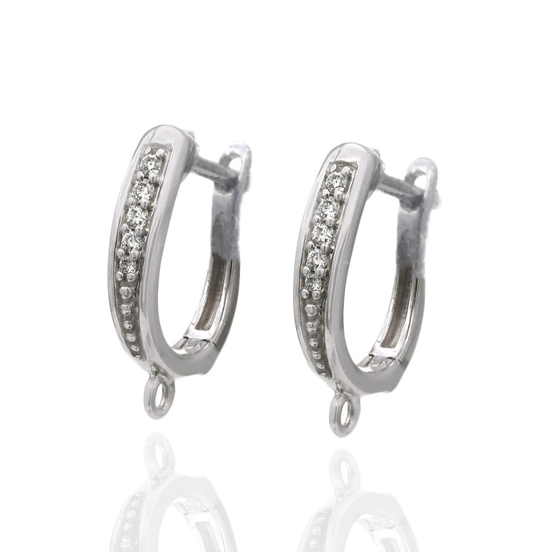 Graduated Diamond Miniature Earring Toppers with Charm Ring in White Gold