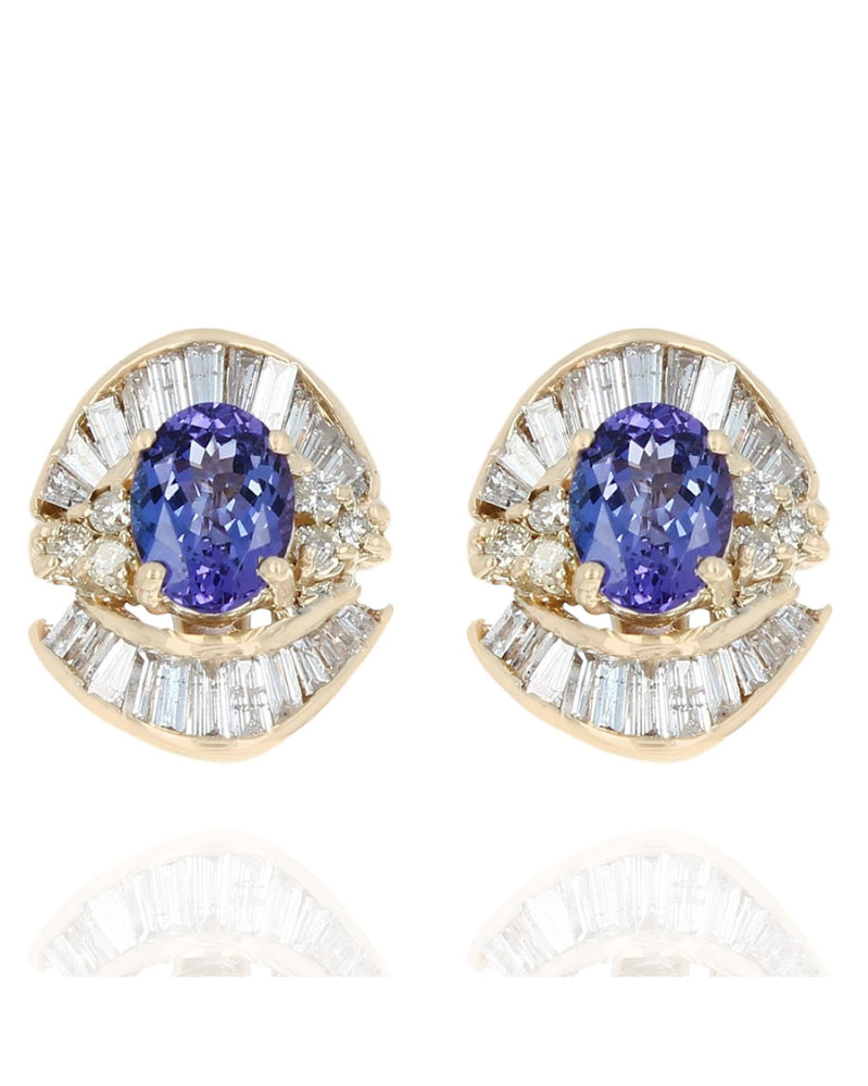 Oval Tanzanite Bag/Rd Diamond Earrings