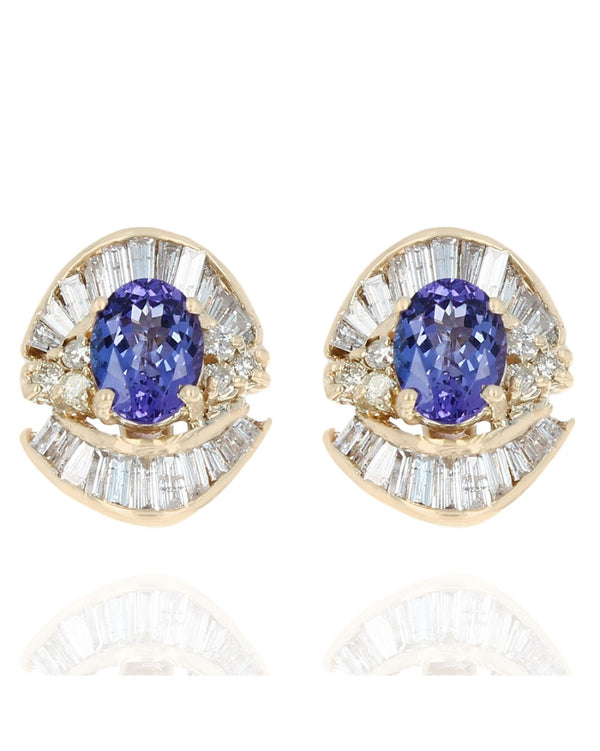 Oval Tanzanite Bag/Rd Diamond Earrings