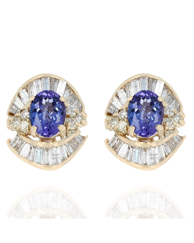 Oval Tanzanite Bag/Rd Diamond Earrings