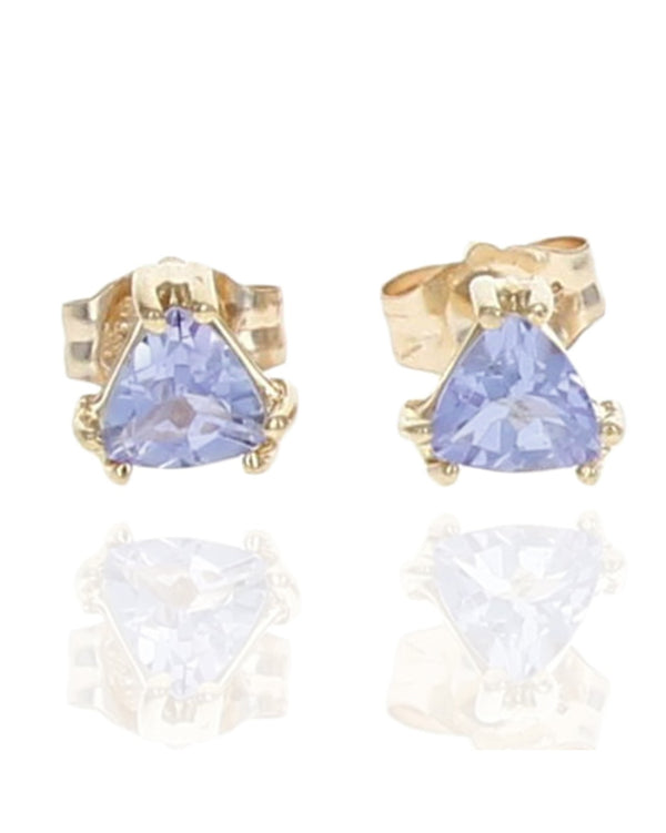 Trilliant Tanzanite Stud Earrings