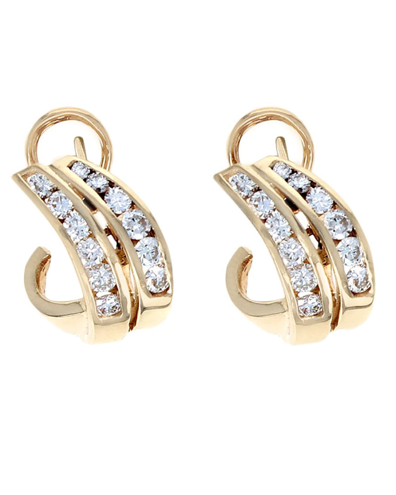 Diamond 2 Row Curved Earrings